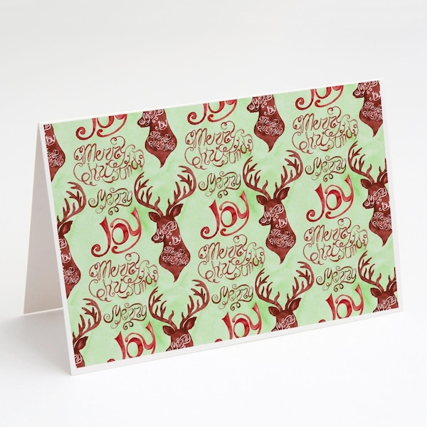 Carolines Treasures BB7488GCA7P Merry Christmas Joy Reindeer Greeting Cards & Envelopes - Pack of 8 BB7488GCA7P - main